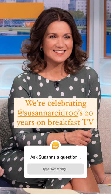 GMBs Instagram post marking Susanna Reids 20 years