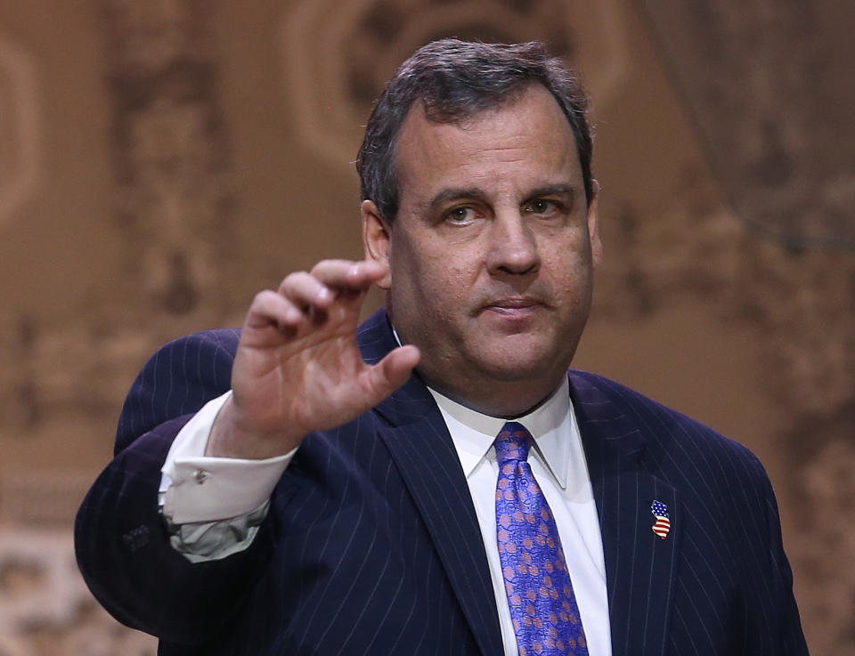 NATIONAL HARBOR, MD - MARCH 06:  Gov. Chris Christie (R-NJ) waves after speaking at the CPAC Conference, on March 6, 2014 in National Harbor, Maryland. The American Conservative Union (CPAC) held its 41st annual Conservative Political conference at the Gaylord International Hotel.  (Photo by Mark Wilson/Getty Images)