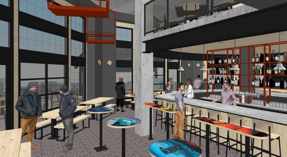 A rendering of the planned Sevin Devils Taphouse in The Village at Tamarack Resort. The 5,000-square-foot bar is expected to open in December 2022. Provided by Skidmore Janette via RedSky PR.