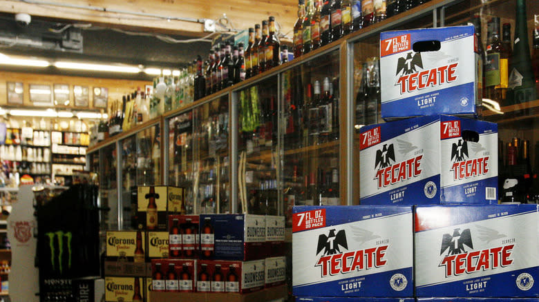 bottles and tecate at liquor dan