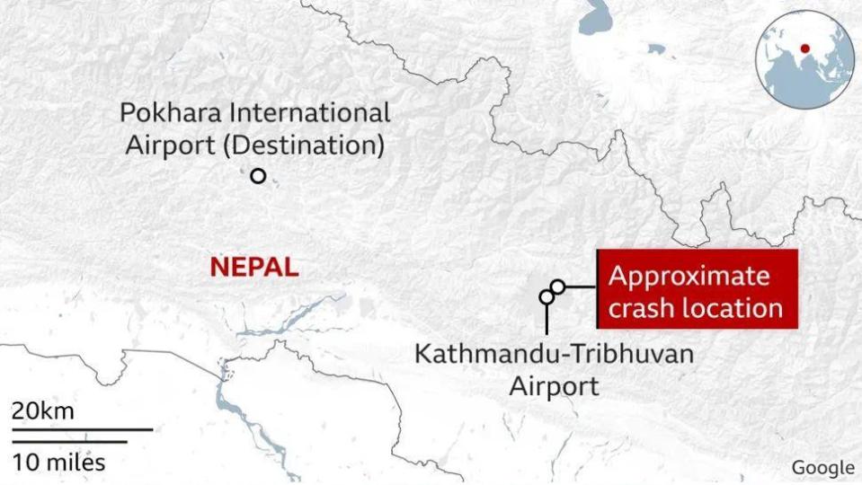 Map of the plane's planned route before it crashed