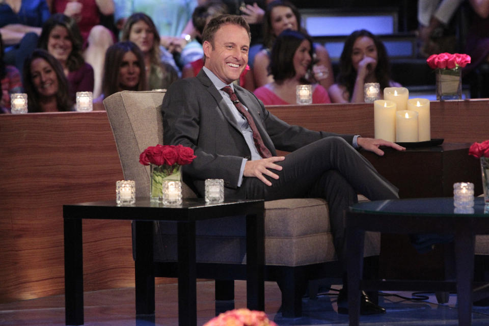 Chris Harrison on an episode of “The Bachelorette: The Men Tell All” on ABC. ABC