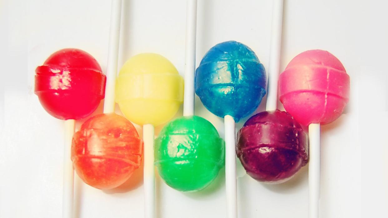 rainbow of lollipops