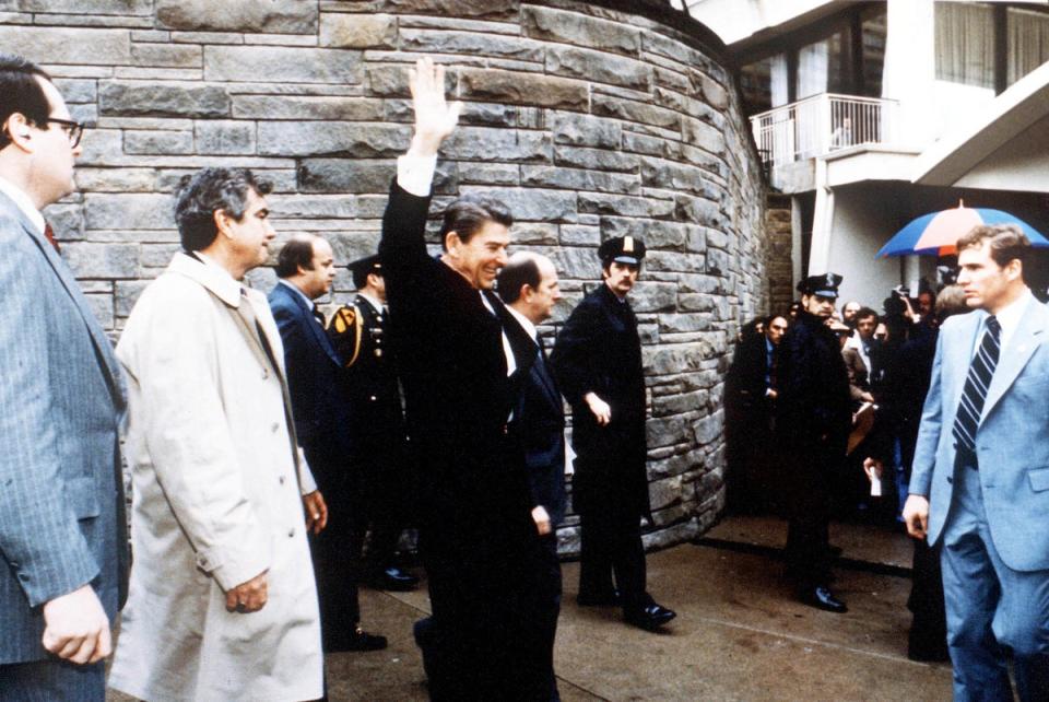 Ronald Reagan pictured moments before the assassination attempt (Getty Images)