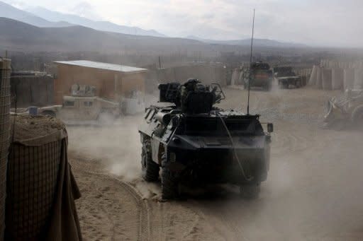 File photo of NATO soldiers on patrol in Sayedabad village in Afghanistan's Wardak province. Sayedabad is an insurgency-plagued region and the base there was attacked in a truck bombing in September last year