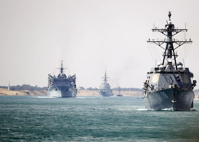 The USS Abraham Lincoln Carrier Strike Group transits the Suez Canal