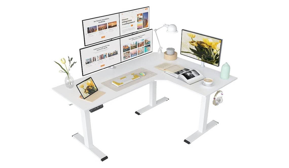 The motorized legs on this desk provide a quick, quiet, and efficient height adjustment.