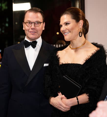 <p>Aaron Chown - WPA Pool/Getty</p> Crown Princess Victoria and Prince Daniel of Sweden arrive for the Royal Variety Performance on Nov. 30.