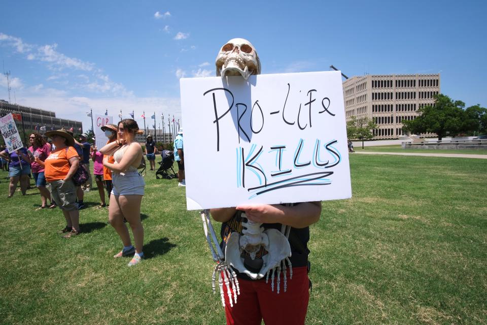 Abortion-rights supporters at the Engage the Rage rally at the Oklahoma Capitol in Oklahoma City Sunday, June 25, 2022.