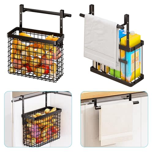 Under Sink Organizer, 2 Pack Hanging Cabinet Door Organizer,kitchen Cabinet Organizer and Storage With Towel Holder, Over the Cabinet Door Organizers for Fruit, Onion, Potato, for Pantry Bathroom