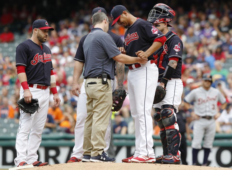 Carlos Carrasco is the latest Indians starter ruled out for the rest of the season. (Getty)