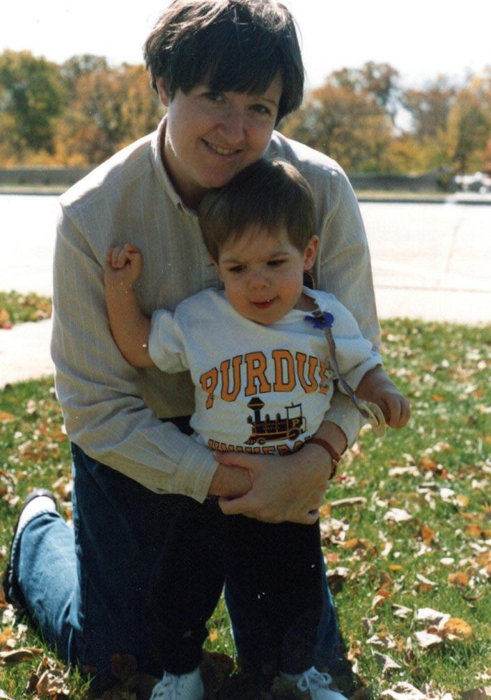 Amy Abbott with her son in 1991