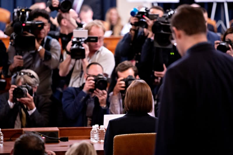 David Holmes and Fiona Hill testify in front of the House Intelligence Committee hearing as part of Trump impeachment inquiry on Capitol Hill in Washington