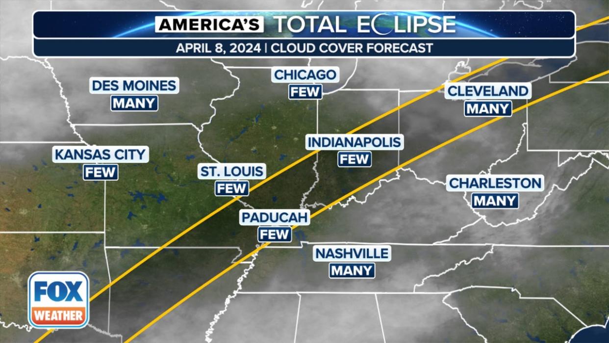 <div>The eclipse cloud cover forecast from FOX Weather.</div>