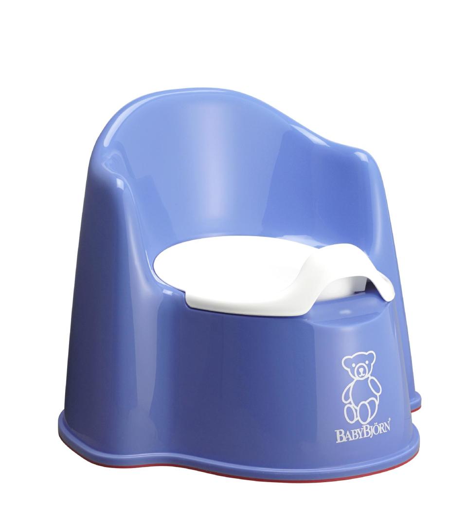 This product image released by BabyBjörn shows the BabyBjörn Potty Chair. For some parents, summertime is potty training time. And like so many aspects of life with kids, potty training means gear, lots of gear. The choices in potty seats and chairs proliferated and sprouted all manner of bells and whistles. (AP Photo/BabyBjörn)