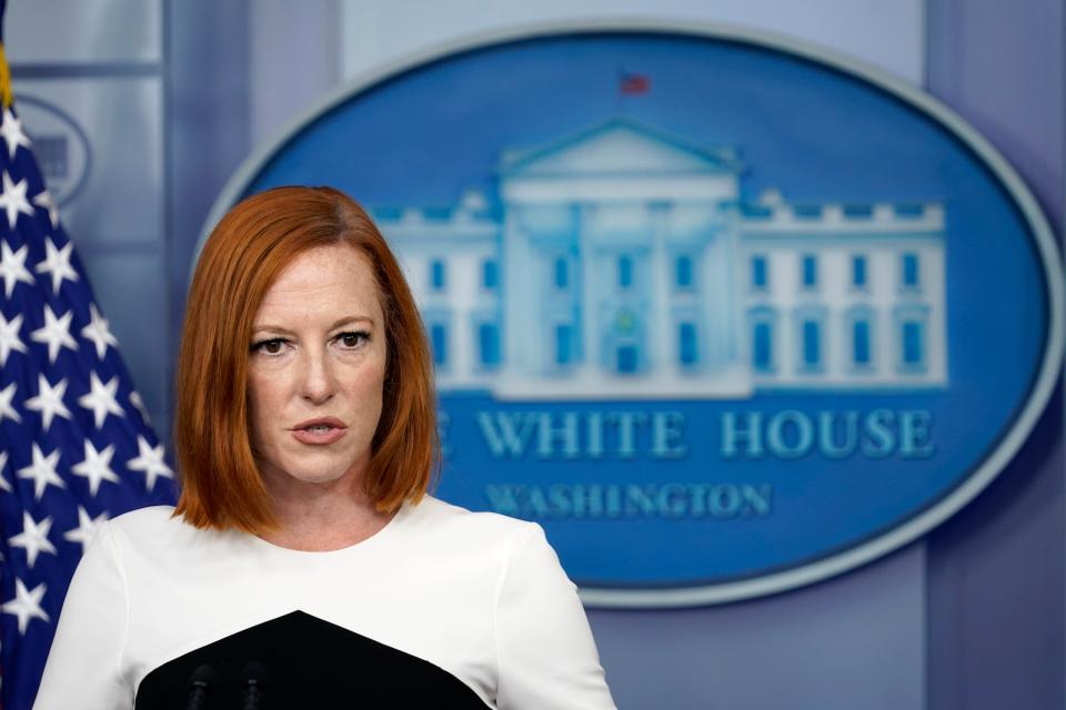 White House press secretary Jen Psaki speaks during the daily briefing at the White House in Washington (Copyright 2021 The Associated Press. All rights reserved.)