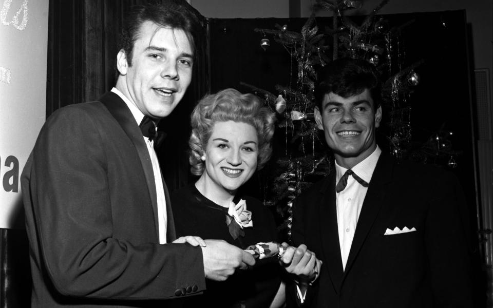 With another Parnes protégé, Marty Wilde, and the singer Anne Shelton, at the Philips Christmas party in 1960