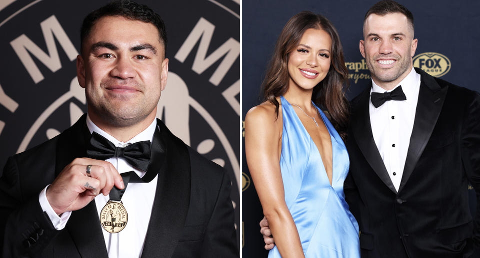 Jahrome Hughes and James Tedesco at the Dally M medal.