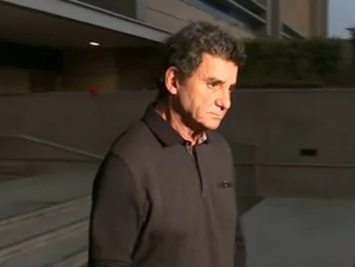 Dr Bruce Hensel, an Emmy-winning former medical correspondent for NBC News, outside a courthouse in Los Angeles after his sentencing for soliciting nudes from a minor (screengrab/ ABC 7)