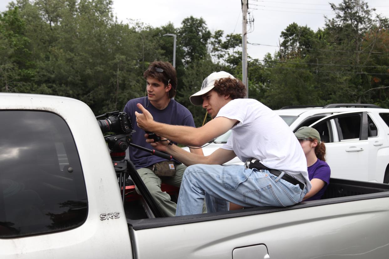 Scenes being shot for "Blood Moon," which was created by a pair of 21-year-old Framingham natives.