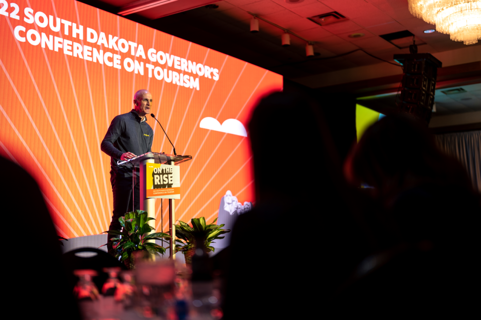 South Dakota Secretary of Tourism Jim Hagen presents at the 2022 South Dakota Governor's Conference on Tourism.