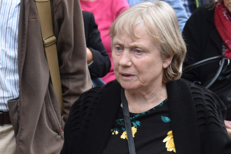 Mavis Eccleston leaving Stafford Crown Court, where she is on trial accused of murdering her husband Dennis in a "mercy killing" after his bowel cancer was diagnosed as terminal.