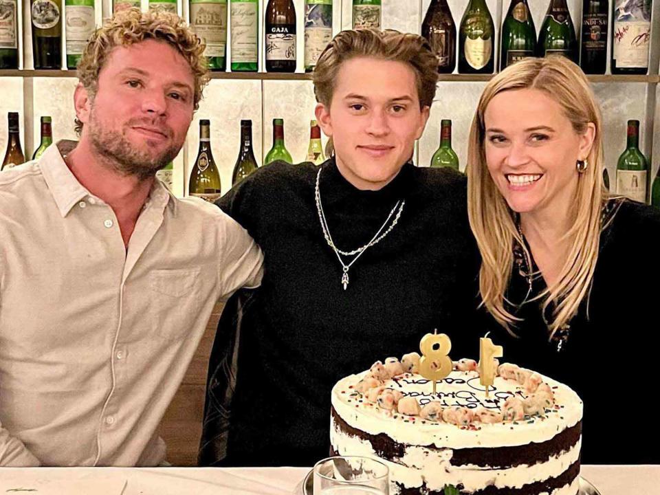 <p>Ryan Phillippe Instagram</p> Reese Witherspoon, Ryan Phillippe, and Deacon Phillippe.