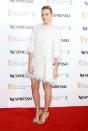 <p>The 27-year-old wore a white fringed Chanel dress to the BAFTA nominees party in London.</p>