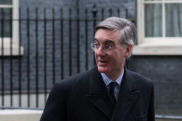 <strong>Leader of the House of Commons Jacob Rees-Mogg leaves Downing Street after attending a weekly Cabinet meeting.</strong> (Photo: Anadolu Agency via Getty Images)