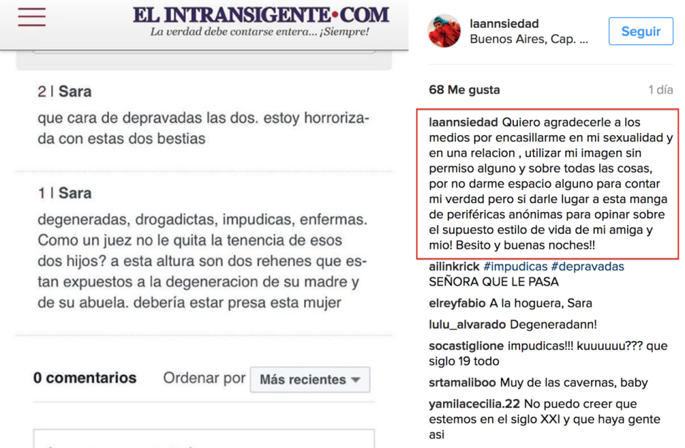 ¿Se arrepintió? Sin embargo, ayer, la chica en cuestión realizó este descargo en las redes sociales. En el texto, de la Fuente se refiere al “supuesto estilo de vida de mi amiga”, sembrando, una vez más, la duda acerca de si realmente se trata de un romance o es simplemente un juego amistoso ¡y muy provocativo! - Foto: Instagram.com/laannsiedad