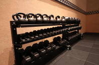 A general overall view of the installation of the weight room as part of the NBA Restart 2020 on July 1, 2020 in Orlando, Florida.