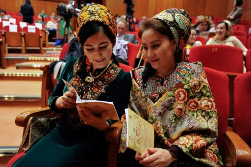 The theatre in the capital Ashgabat was packed for the staging of 19th century Italian composer Ruggero Leoncavallo's opera 'Pagliacci'