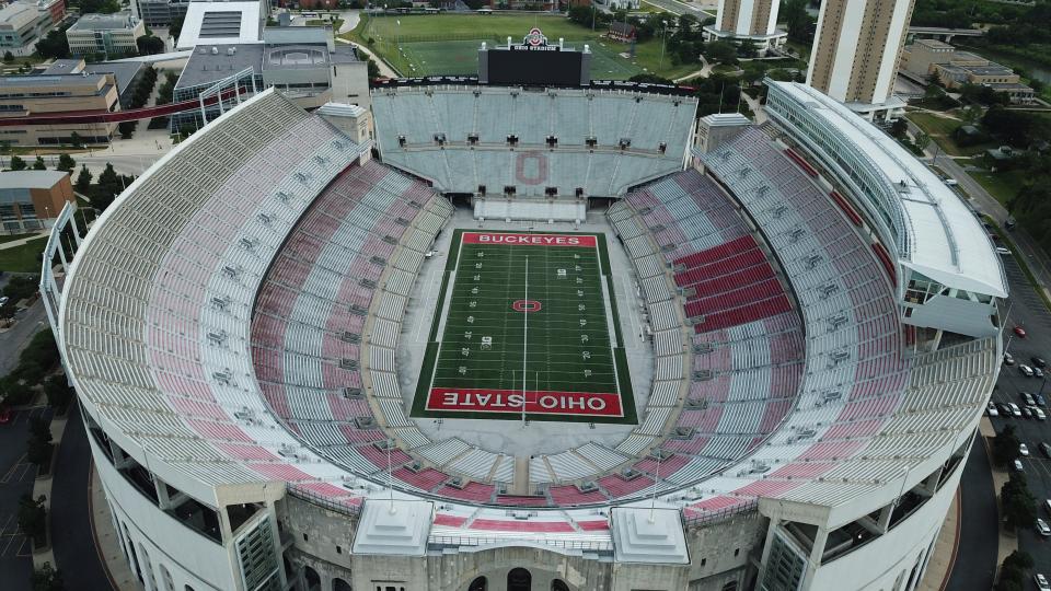 An aerial shot of Ohio Stadium taken on June 17, 2020.