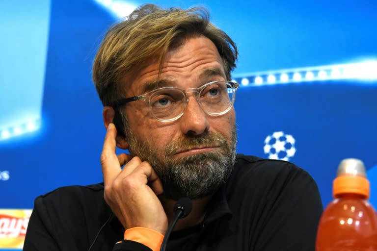 Liverpool's manager Jurgen Klopp takes part in a press conference at Ramon Sanchez Pizjuan stadium in Sevilla, on November 20, 2017