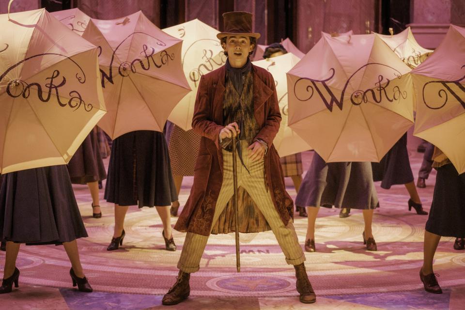 Willy Wonka (Timothée Chalamet) is a young chocolatier with big dreams in the musical origin tale "Wonka."