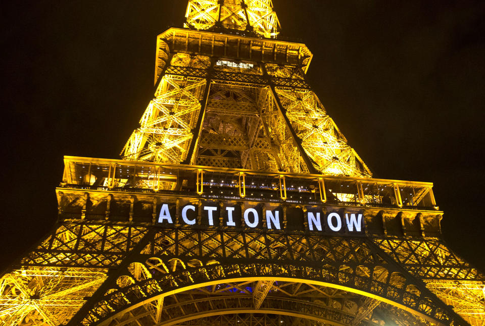 The Eiffel Tower during the Climate Change Conference in Paris