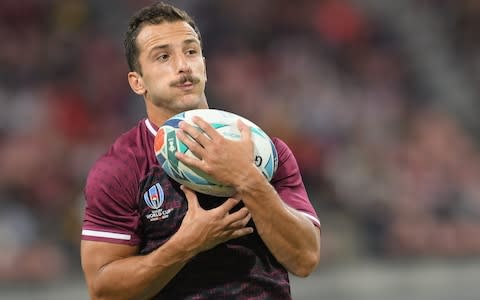 Soso Matiashvili of Georgia warms up during the Rugby World Cup 2019 - Credit: Levan Verdzeuli/Getty Images