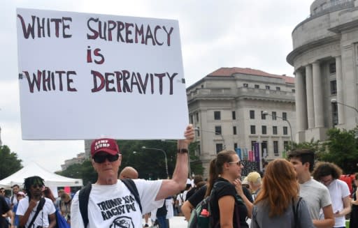 Counter-protesters gather in Washington ahead of the Unite The Right rally