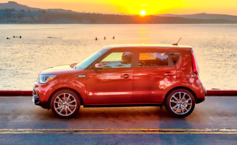 <p>Even though it is on the cusp of replacement by <a rel="nofollow noopener" href="https://www.caranddriver.com/news/a25326247/2020-kia-soul-crossover-photos-info/" target="_blank" data-ylk="slk:an all-new Soul for the 2020 model year;elm:context_link;itc:0;sec:content-canvas" class="link ">an all-new Soul for the 2020 model year</a>, <a rel="nofollow noopener" href="https://www.caranddriver.com/kia/soul" target="_blank" data-ylk="slk:the current version;elm:context_link;itc:0;sec:content-canvas" class="link ">the current version</a> remains our class favorite. With pricing that starts well below $20,000 and snappy looks (and even snappier interior packaging and styling), the Soul blends everything shoppers in this segment are looking for into a fun-to-drive, affordable conveyance. Our only major complaint with the Kia is that it lacks even the option of all-wheel drive, although we should note that it is quite fuel efficient as a result (the 2020 Soul will offer AWD). A 130-hp 1.6-liter four is standard, and a 161-hp 2.0-liter and 201-hp turbocharged 1.6-liter are available.</p>