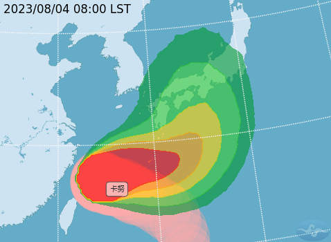 卡努颱風遠離，氣象局也在11時30分解除海警。   圖：取自中央氣象局