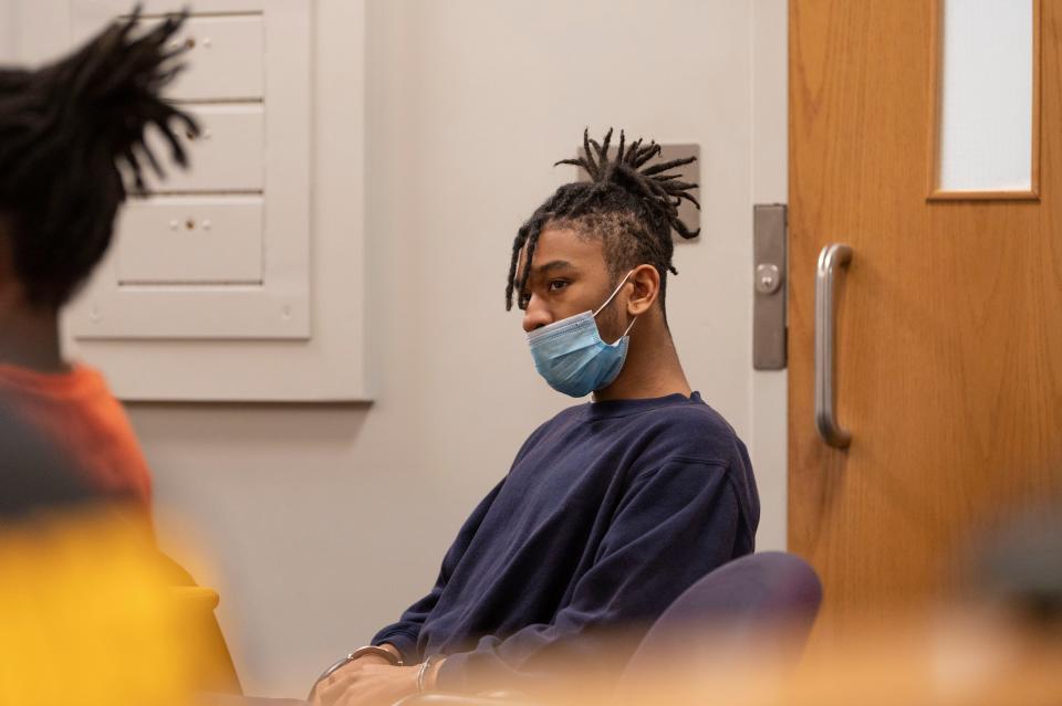 Defendent Jaylen Smith listens to arguments during a preliminary hearing regarding the death of Kai Turner at Calhoun County District Court on Thursday, Dec. 8, 2022.