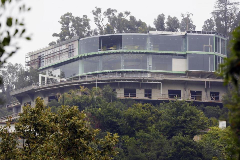 Mr Hadid's huge mansion under construction on Strada Vecchia Road in the Bel Air district of Los Angeles. (AP)