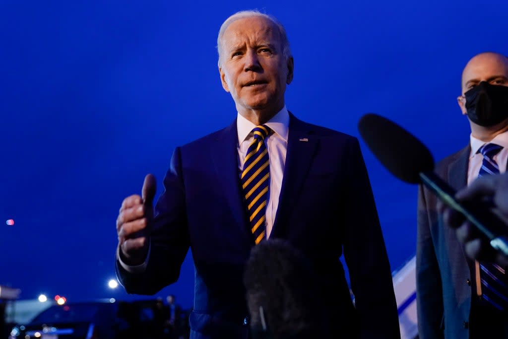 President Joe Biden speaks to members of the media (Copyright 2021 The Associated Press. All rights reserved.)