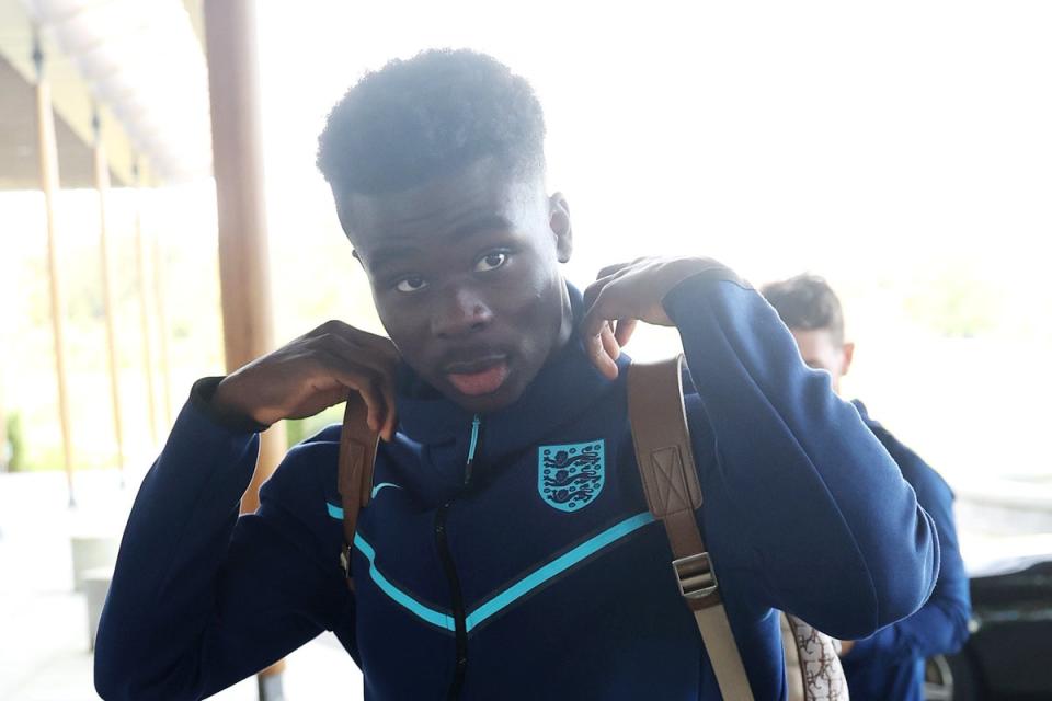 Bukayo Saka did briefly appear at England’s camp last week (The FA via Getty Images)