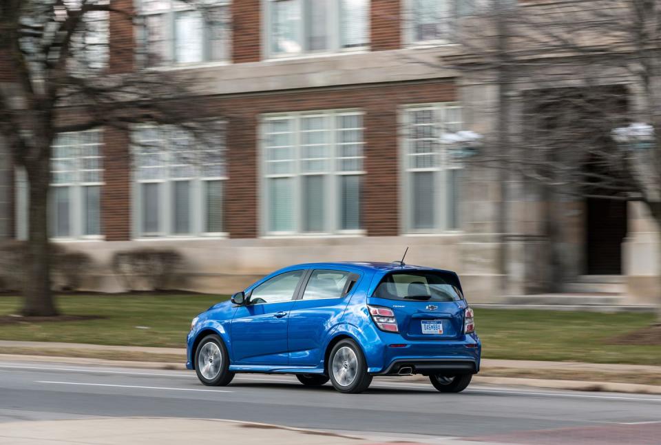 <p>The hatchback body style adds precious versatility to the Sonic's 19 cubic feet of cargo space.</p>