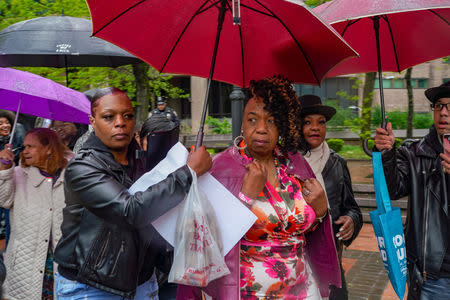 Gwen Carr, Eric Garner's mother looks on during a break at the disciplinary trial of police officer Daniel Pantaleo in relation to the death of Eric Garner at 1 Police Plaza in the Manhattan borough of New York, New York, U.S., May 13, 2019. REUTERS/David 'Dee' Delgado