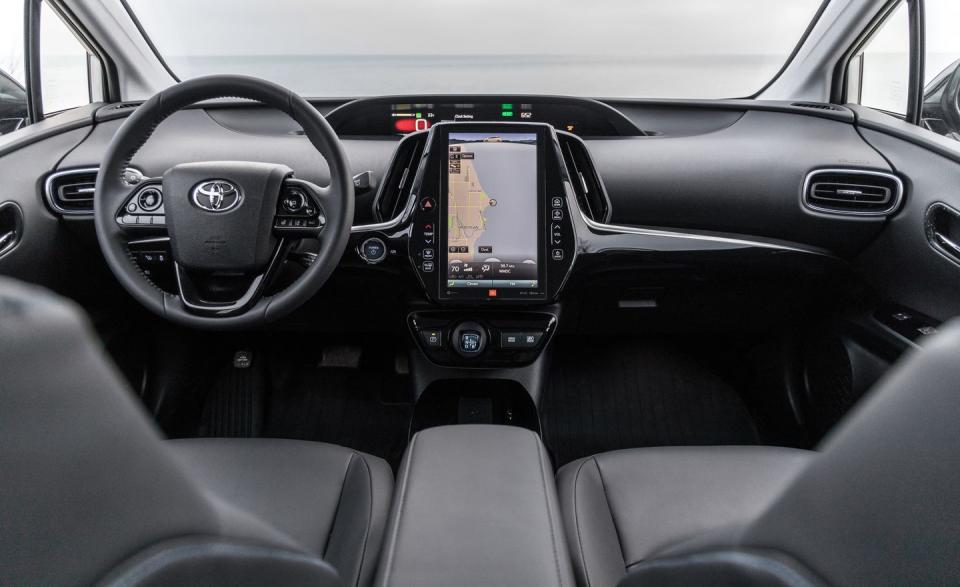 <p>Some resurfacing inside replaces the blinding-white plastic trim that seemed dated from new with piano black, polishing the idea that after 20 years the Prius is still an aspirational product.</p>