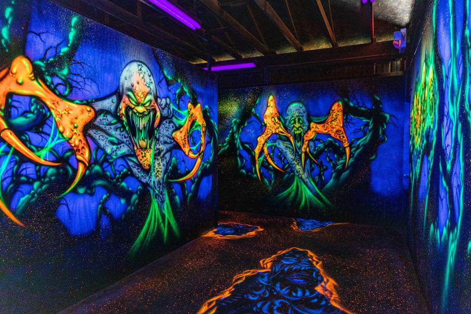 Inside a haunted attraction at Blake's Big Apple.