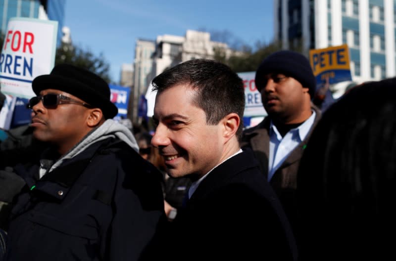 Democratic U.S. presidential candidate and former South Bend Mayor Pete Buttigieg attends the Martin Luther King Jr. (MLK) Day Parade in Columbia