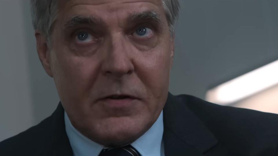 Henry Czerny in a suit with white hair in Mission: Impossible - Dead Reckoning